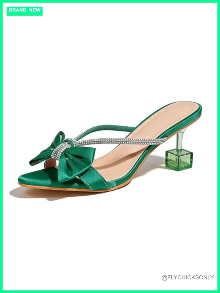 Rhinestone Bow Stiletto Heeled Sandals 2.36in Pointed Toe Mule
